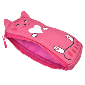 Пенал школьный, арт.54007/ 24 КОШКА (без наполнения, 21х10х1,5 см, хлопчатобумажная джинсовая ткань,