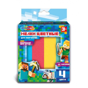 Мелки асфальтовые 4 цв мир пикселей МУЛЬТИ АРТ в кор.48наб