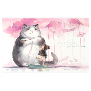 Альбом для рисования 24 л, арт. 73126 КОТ С ЗОНТИКОМ /А4 блок - белый офсет 100 г/м², обложка - полн