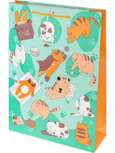 Dream cards Пакет подар. с мат. лам. 32,4*44,5*10,2 см(ХL),Котики,собс.раз.190г ПКП-2173