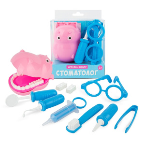 Игровой набор /Стоматолог Бегемотик 8 предметов, в блистерной коробке