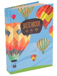 Скетчбук А5 Воздушный шар (7БЦ, лён+гл лам, 96л, 100г) С96-1366