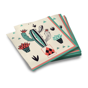 Салфетки бумажные трехслойные Кактус-2 33*33 см, 20 шт