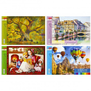 АЛЬБОМ для рисования 48л А4ф перфорация на отрыв на спирали 4 диз.в блоке серия -Ассорти- Выпуск №2