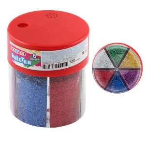 Блёстки декоративные,ассорти 6 цветов,в банке