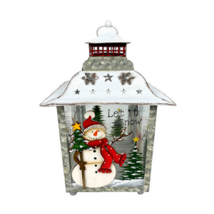 Фонарь рождественский винтаж /Пусть идет снег/ (металл/стекло) 18х18х29 см