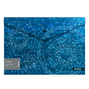 Папка-конверт на кнопке Berlingo /Zodiac/ А4, 180мкм, с рисунком, глиттер-эффект (10702070/031123/34