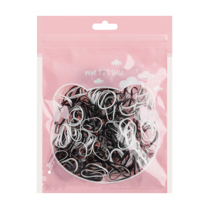 Резинки для волос MESHU, белые/черные, 300шт., диаметр 2см, европодвес MS_60598 (10131010/060625/518