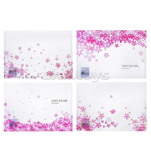 Папка канцелярская CHERRY BLOSSOM, 21х29,7 см, пластиковая, плотность 170 мкм, 4 дизайна в ассортиме