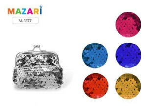 Кошелёк с пайетками KISS, размер 9х9 см, ассорти 6 цветов, ОПП-упаковка