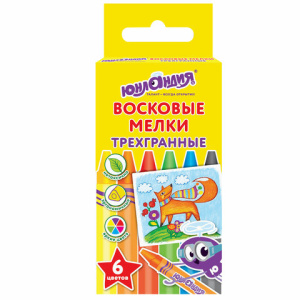 Восковые мелки трехгранные ЮНЛАНДИЯ /ЮНЛАНДИК И МУДРЫЙ ЛИС/, НАБОР 6 цветов, 227288