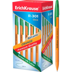 Ручка шариковая ErichKrause® R-301 Orange Stick 0.7, цвет чернил зеленый (в коробке по 50 шт.)