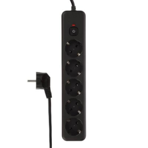 Удлинитель, сетевой фильтр 5 гнезд 3м BY Black, выкл., 2500Вт,чёрный (10131010/161125/5373374, Китай