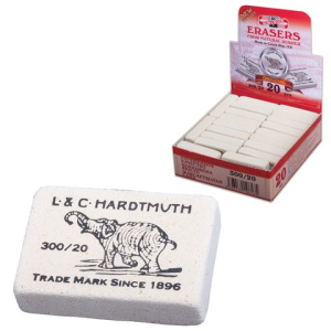 Ластик KOH-I-NOOR /Слон/ 300/20, 45х32х12 мм, белый, прямоугольный, натуральный каучук, 0300020024KD