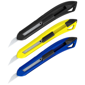 Нож канцелярский 9мм Berlingo /Razzor 100/, push-lock, ассорти, европодвес