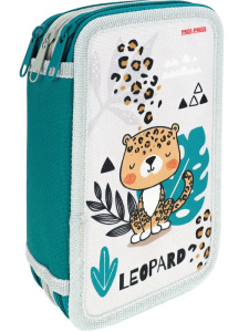 Пеналы 3-секц, большие, печать на ткани ЛЕОПАРД МЕЧТАТЕЛЬ (ПН-3018) (190х115)