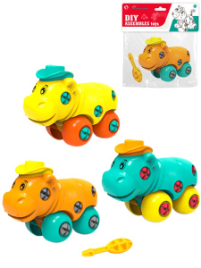 Игрушка конструктор. Бегемот (в наборе отвертка) 9,6х13 см, в пакете (арт. 2956120)