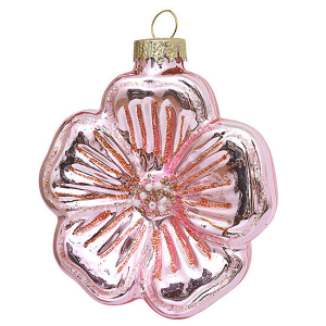 Цветочек Мальва розовый (стекло) 8х3х9 см