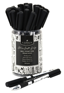 Ручка маслян. LOREX GRUNGE 4 EVER Slim Soft Grip синий 0,5 мм черно-бел. кругл. корп. ultra-soft tou