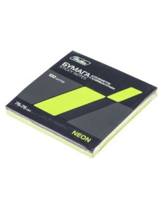 Бумага для заметок 100л 76x76мм с клеевым краем Hatber NEON Зеленая в индив.упак.