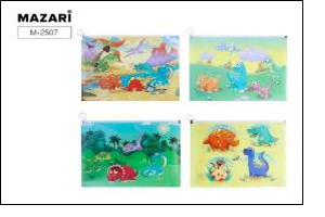 Папка канцелярская DINOSAURS, 33х24,5x3см, пластиковая, zip-молния, плотность 170 мкм, 4 дизайна в а