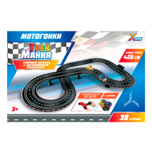 Автотрек /Трекмания. Гоночный автотрек с дистанционным управлением/: 2 машинки со встроенным электро