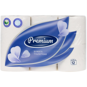 Бумага туалетная OfficeClean /Premium/, 3-слойная, 12шт., 17м/рул., тиснение, белая