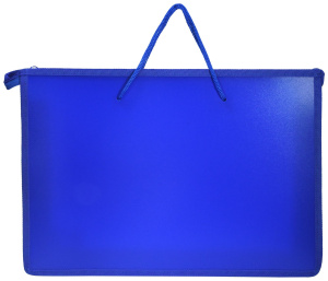 Папка д/труда с 2 ручками А4 широкая Creativiki 335х235х55 мм синий пластик, полиэстер молния сверху