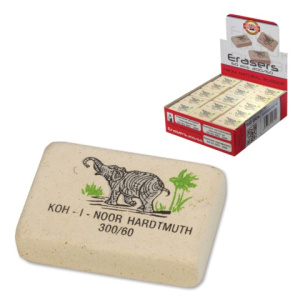 Резинка стирательная KOH-I-NOOR /Слон/, прямоугольная, 31x21x8мм, цветная, картонный дисплей, 300/60