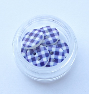 Пуговица 12мм Клетка синий/белый 6шт