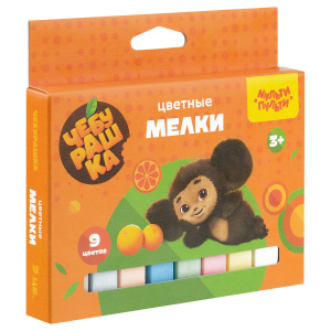 Мелки цветные Мульти-Пульти /Чебурашка/, 9цв., картонная коробка, европодвес ЦМЧБ_53009