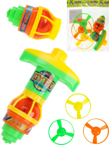 Запускалка (7х7х6,5 см)(2*AG3 в компл., 3 диска, волчок, цвет микс, в пакете) ( Арт. 2089746)