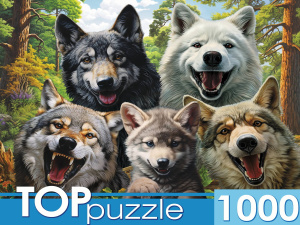 TOPpuzzle. ПАЗЛЫ 1000 элементов. СЕЛФИ ВОЛКОВ (Арт. Ф1000-7730)