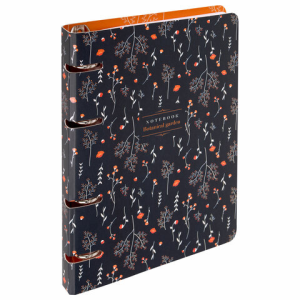 Тетрадь на кольцах А5 160х212 мм, 120 листов, картон, выборочный лак, клетка, BRAUBERG, /Flowers/, 4