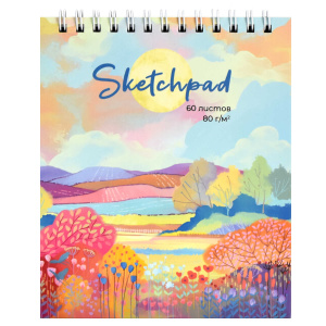 Скетчпад А6 125х150 мм, 60 л, блок - белый офсет 80 г/м2, арт. 59350 ВАНИЛЬНОЕ НЕБО /обложка полноцв