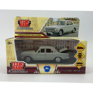 Машина металл ГАЗ-2401 ВОЛГА длина 12 см, двери, багаж, инерц, серый, 