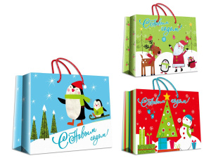 Пакет подар.бум./НОВОГОДНЕЕ ВОЛШЕБСТВО/,33х26х14см, 3 дизайна в ассортименте