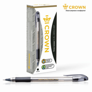 Ручка гелевая с грипом CROWN /Hi-Jell Needle Grip/, ЧЕРНАЯ, узел 0,7 мм, линия письма 0,5 мм, HJR-50