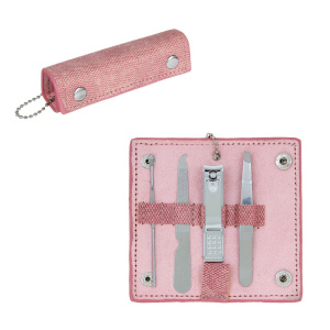 ЮL Набор маникюрный 4 предмета,  металл, ПУ, 9,5х10см, 3 цвета, ПР-21