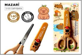 Ножницы детские КАПИБАРА, 140мм, лезвия из нержавеющей стали, с защитным футляром, пластиковые ручки