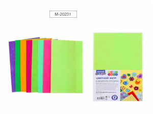 Набор цветного фетра АССОРТИ 8 цв., 8 л., формат А4, толщина 1 мм, ОПП-упаковка