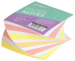 Блок д/зап. INFORMAT 8х8х5 см Спираль проклееннный ассорти пастель 4 цв. 80 г/м2