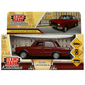 Машина металл азлк /москвич-2140sl/, дл 12,5 см, дв, баг, ин, вишневый, кор. 