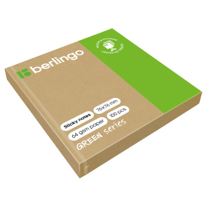 Самоклеящийся блок Berlingo /Green Series/, 76*76мм, 100л., крафтовая бумага (10702070/271123/347986