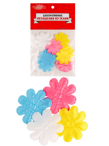 ДЕКОРАТИВНЫЕ УКРАШЕНИЯ ИЗ ТКАНИ (ТХ-7562) НЕЖНЫЕ ЦВЕТЫ, 3,5 см, 13 шт
