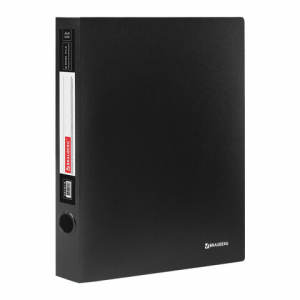 Папка на 2 кольцах BRAUBERG /Стандарт/, 40 мм, черная, до 300 листов, 0,9 мм, 221618