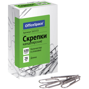 Скрепки 28мм, 100шт., карт. упак.