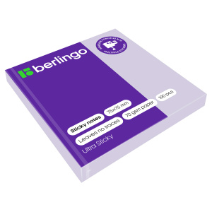 Самоклеящийся блок Berlingo /Ultra Sticky/, 75*75мм, 100л., пастель, фиолетовый