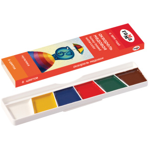 Акварель Гамма /Мультики/, медовая, 06 цветов, без кисти, картон 211046