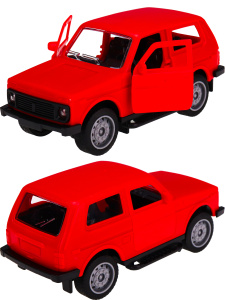 Машинка инерционная (13,5х6х6,5 см, красный, откр. двери) в пакете (Арт. ИК-0856)